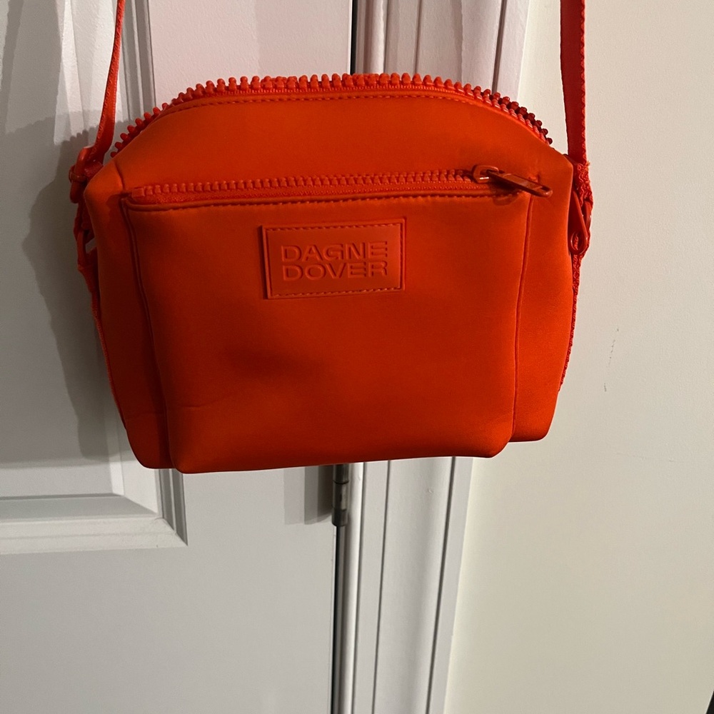 Dagne Dover Micah Bright Orange Crossbody with Front Zip Pocket EUC - Picture 2 of 16